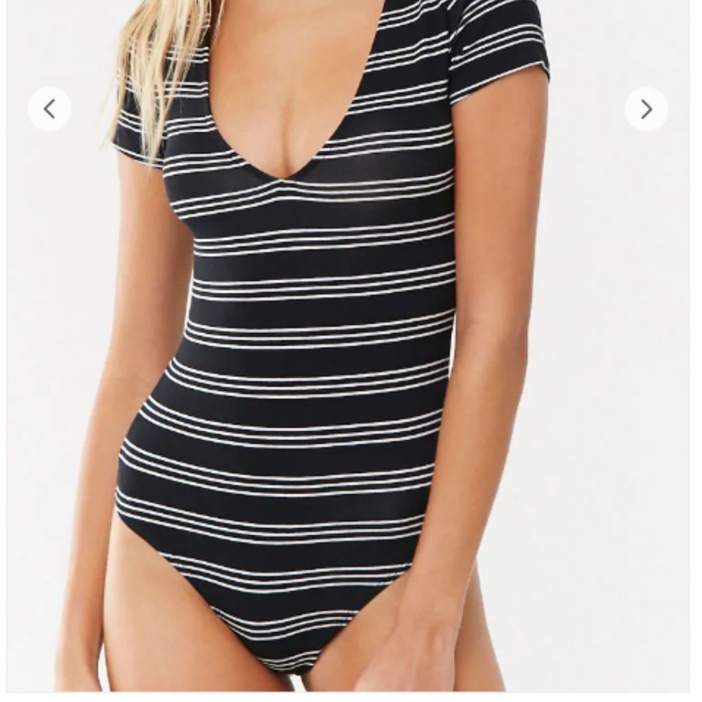NWT Striped V-neck Bodysuit